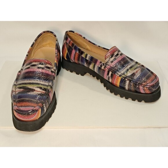 Ron White Size 40 EU/9.5 US Rita Leather Multicolored Loafer Vibram Lug Sole - Picture 1 of 8